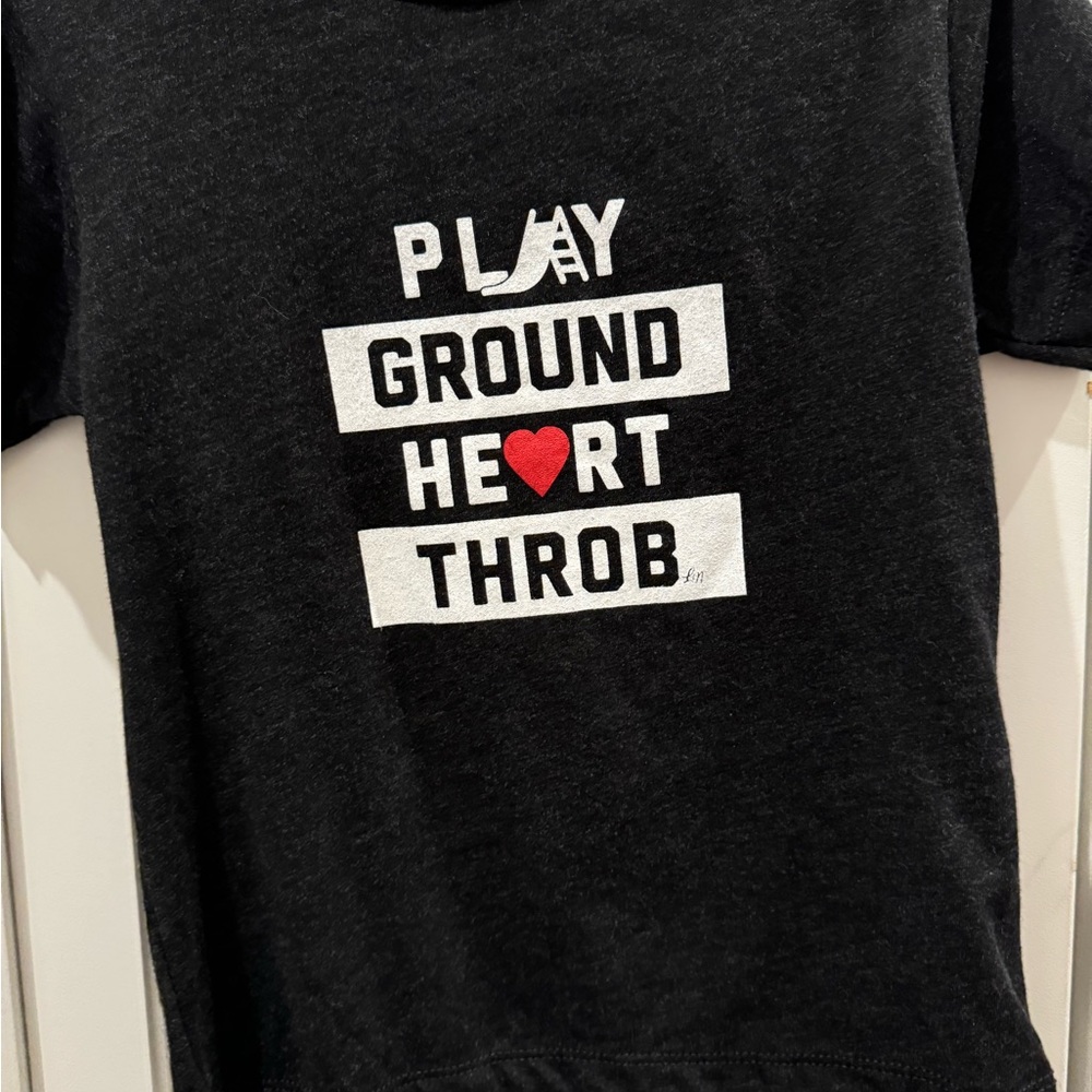 Black Graphic Tee with White and Red Print